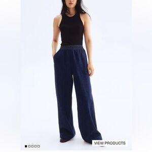 H&M Women's Navy Blue jeans Wide-Leg Pants size large